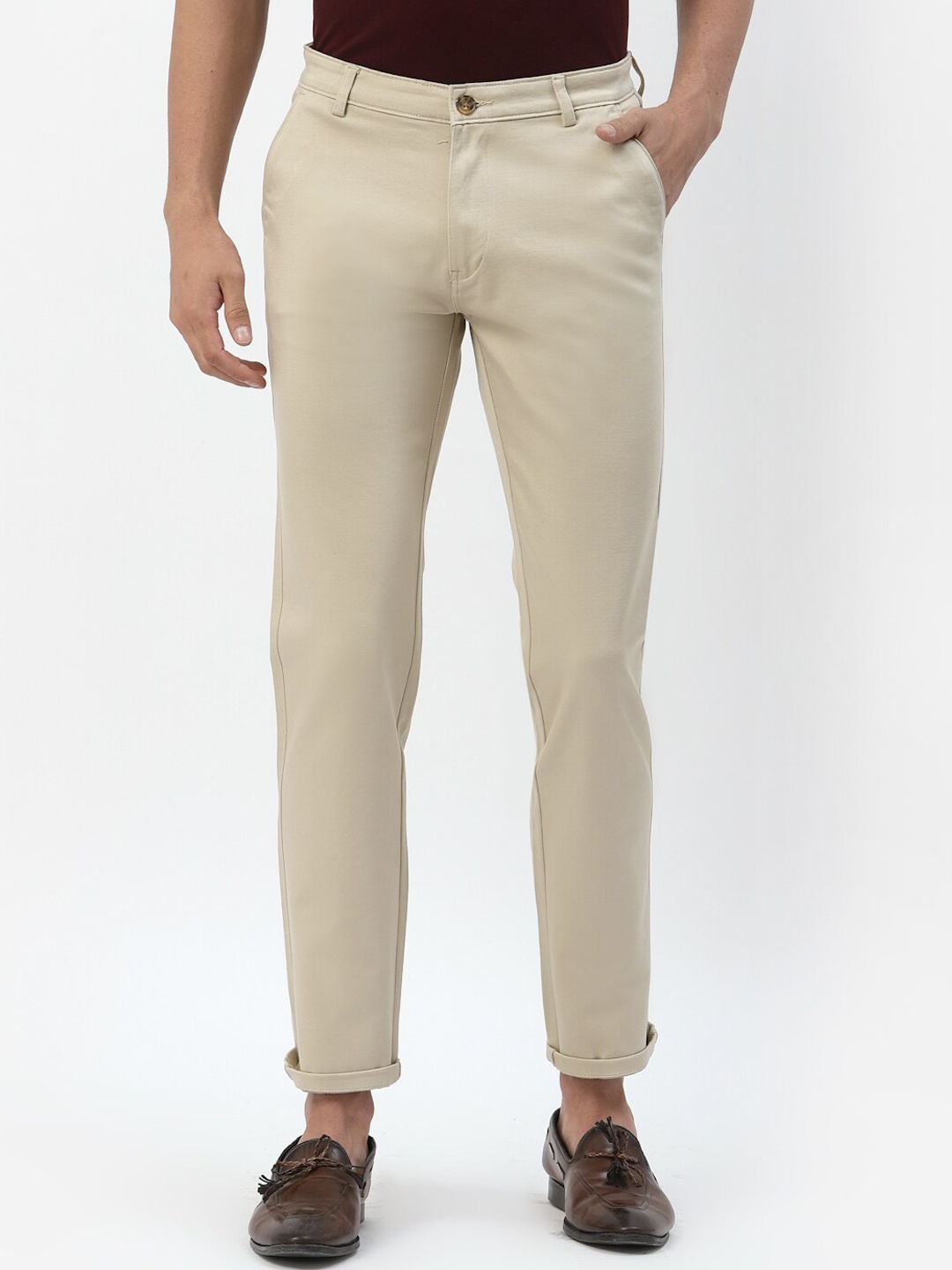 

TNG Men Cream-Coloured Trousers