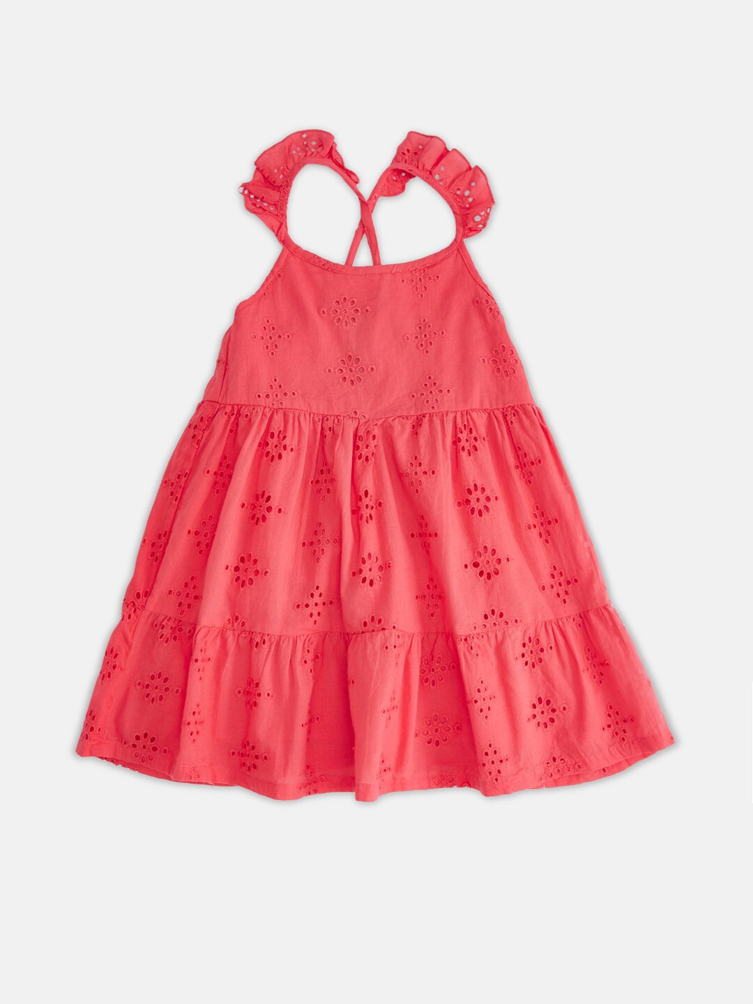 Pantaloons Junior Girls Coral Halter Neck A-Line Dress