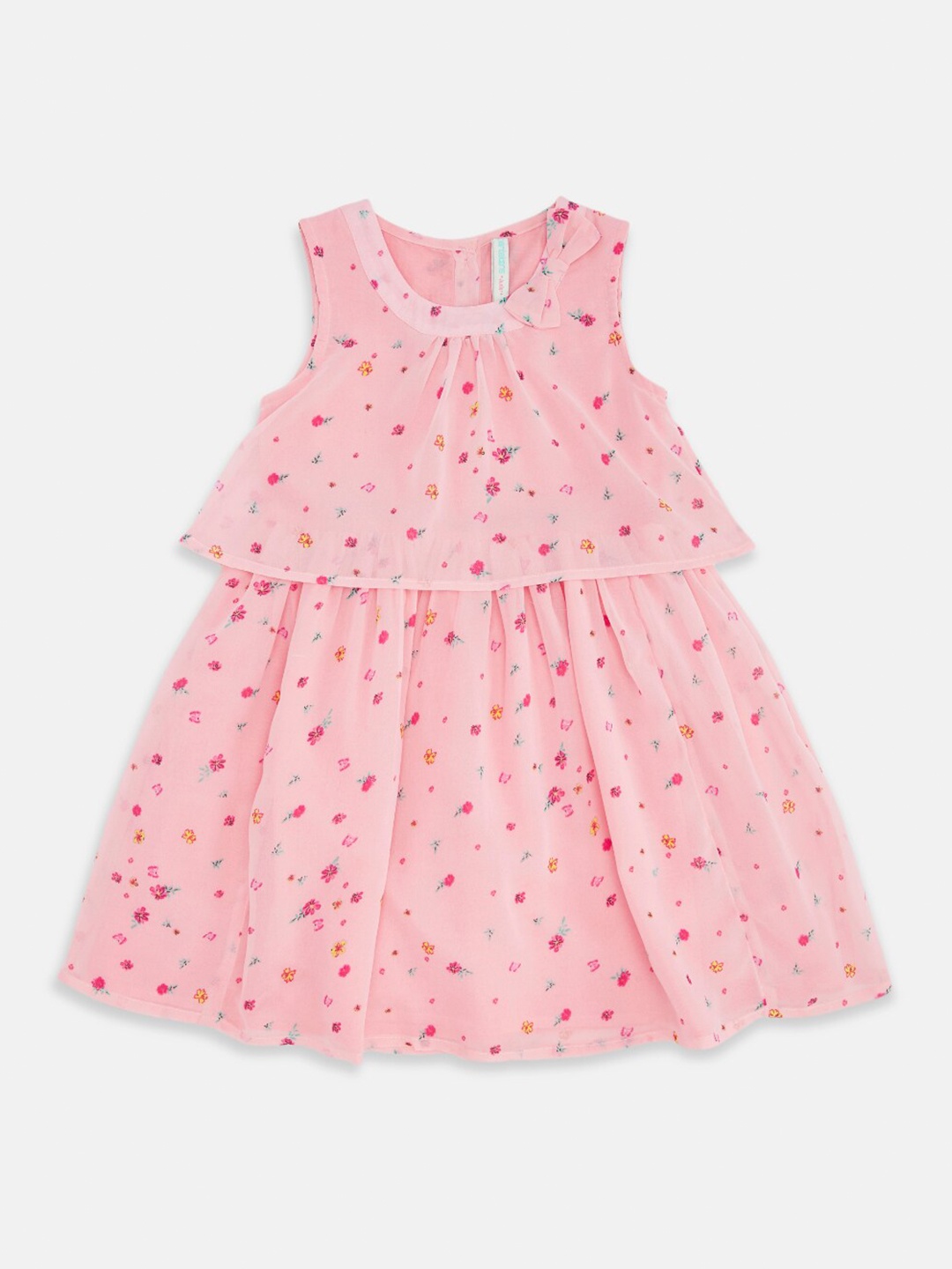 

Pantaloons Junior Girls Pink Floral Layered Blouson Dress