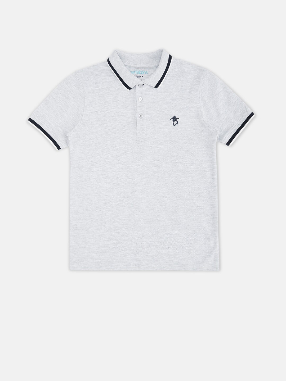 

Pantaloons Junior Boys Grey Melange Polo Collar T-shirt