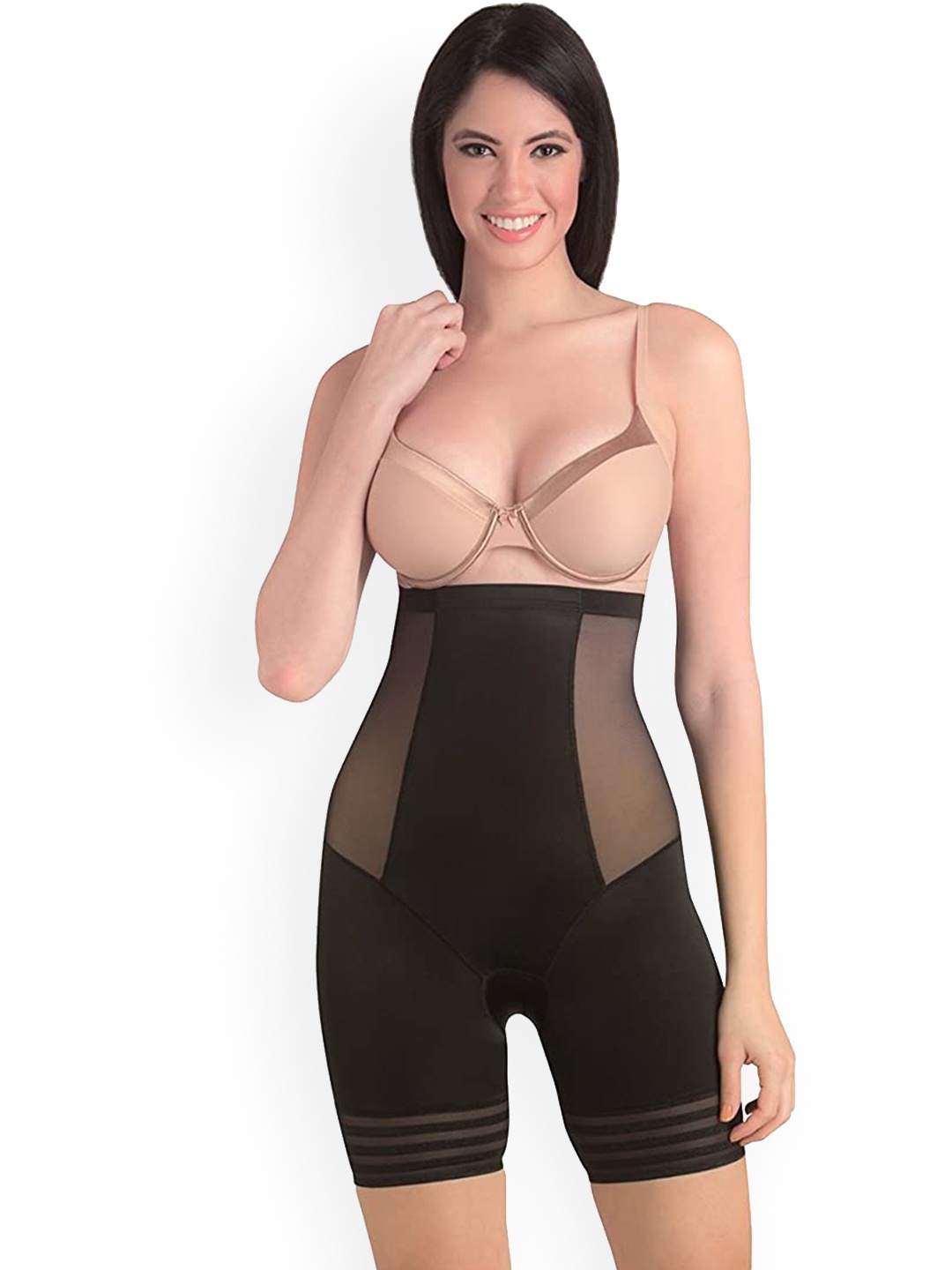 

Swee Shapewear Women Black Solid Cotton Tummy & Thigh Shapewear