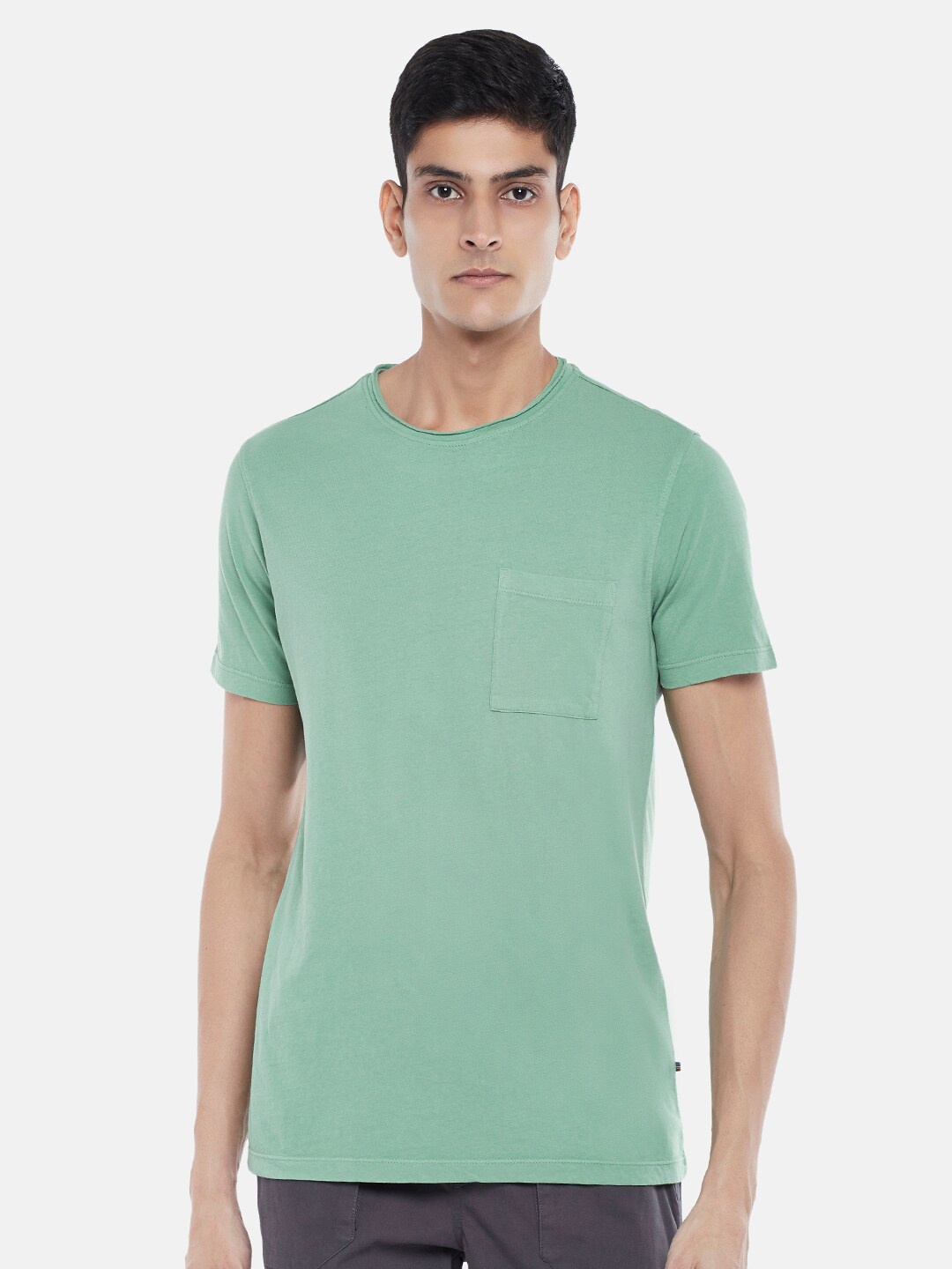 

Urban Ranger by pantaloons Men Green Solid T-shirt