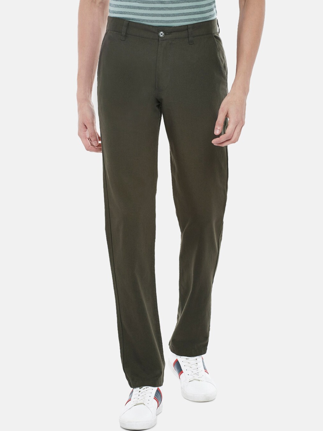 

BYFORD by Pantaloons Men Olive Green Trousers