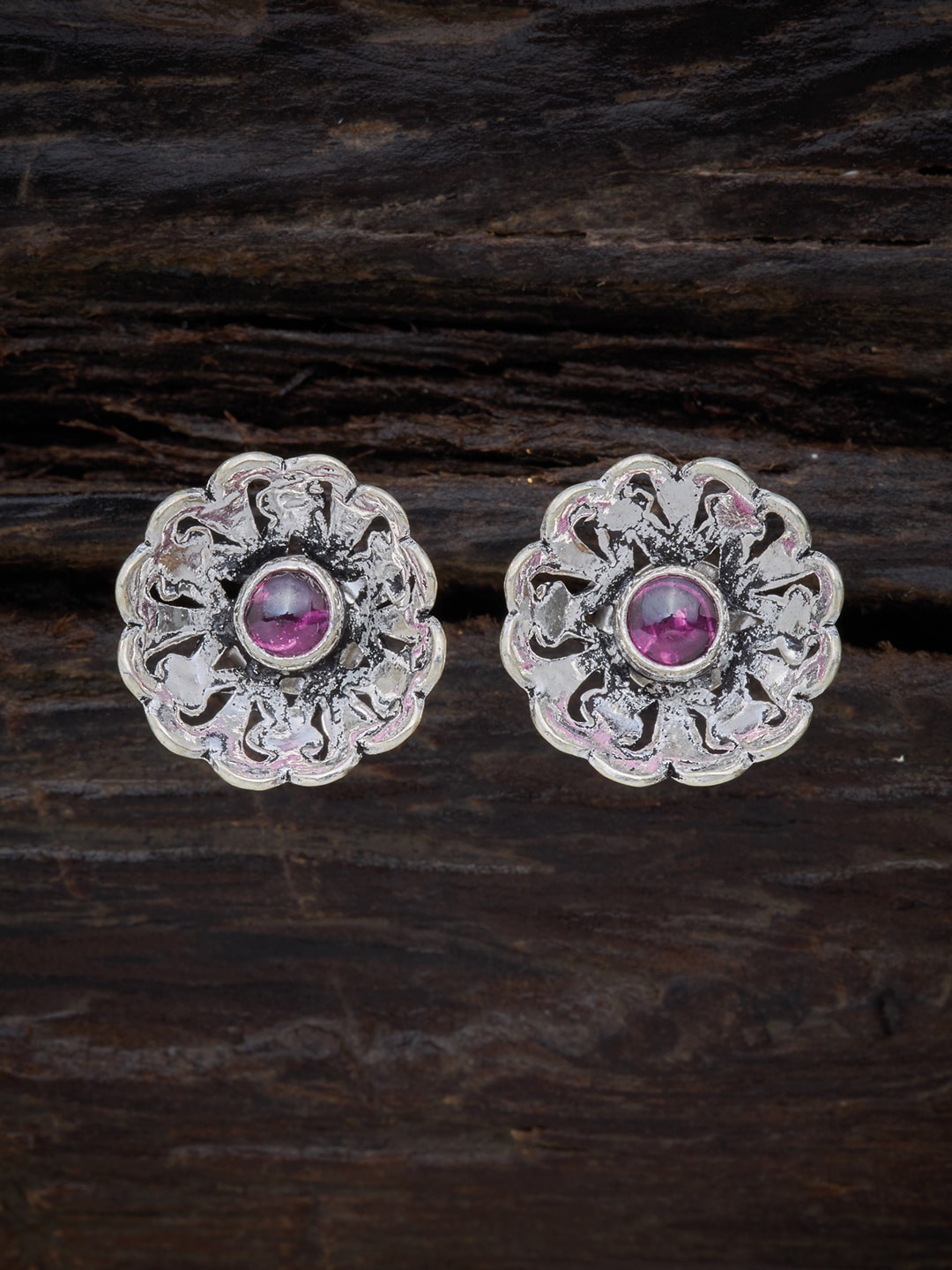 

Kushal's Fashion Jewellery Red 92.5 Pure Silver Contemporary Studs Earrings