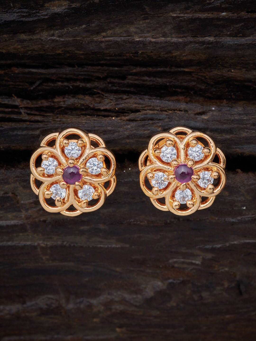 

Kushal's Fashion Jewellery Red Gold Plated Contemporary Studs Earrings