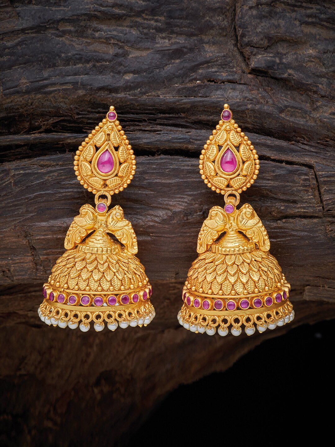 

Kushal's Fashion Jewellery Red Contemporary Jhumkas Earrings