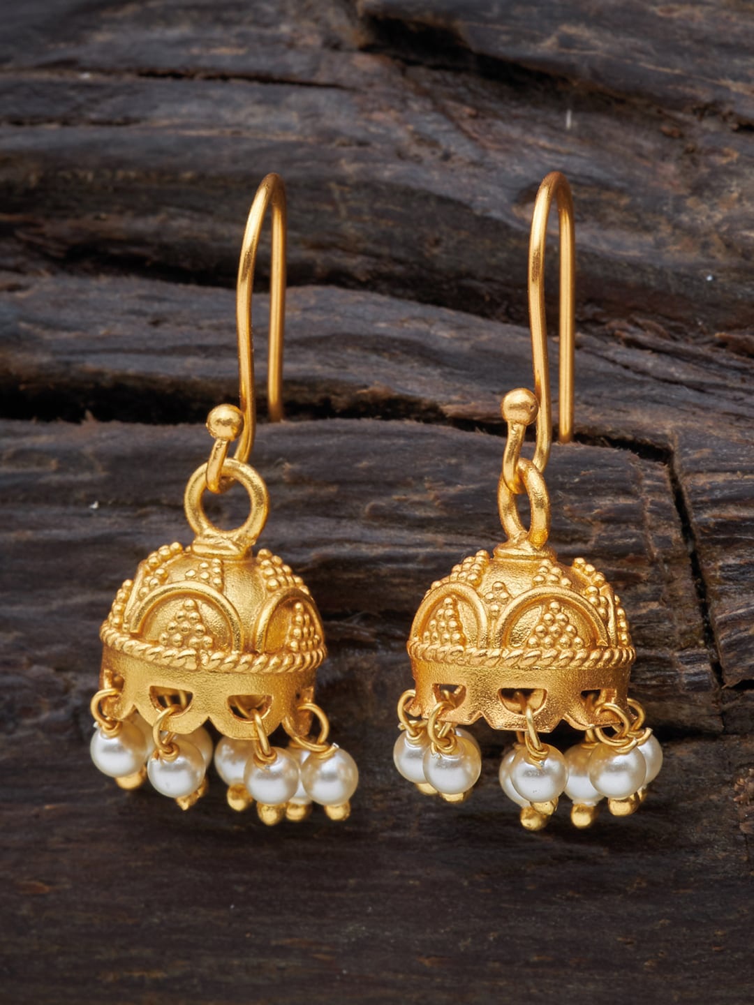 

Kushal's Fashion Jewellery White Contemporary Jhumkas Earrings