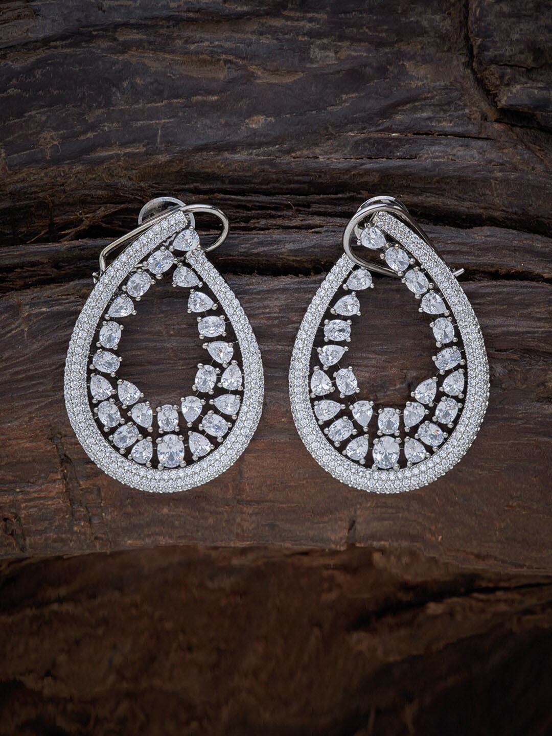 

Kushal's Fashion Jewellery White CZ Contemporary Studs Earrings