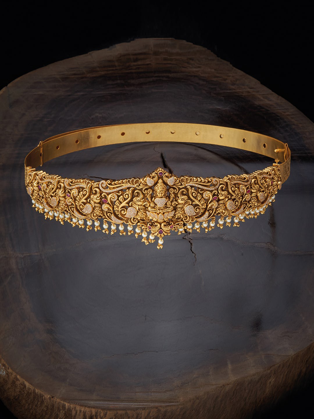 

Kushal's Fashion Jewellery Women Gold & Pink Stone Studded Design Detailed Kamarband