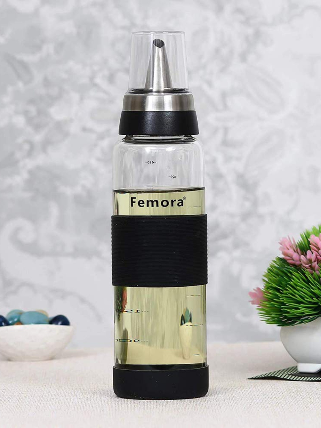 

Femora Set of 2 Glass Oil Dispenser 500 ml, Transparent