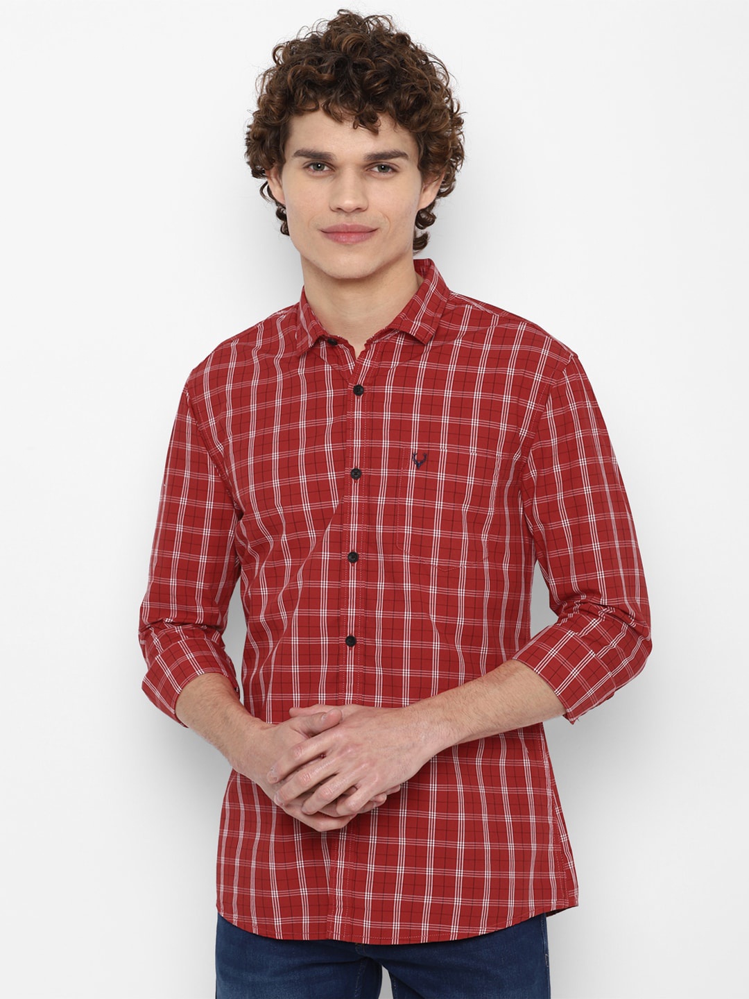 

Allen Solly Sport Men Red Slim Fit Checked Casual Shirt