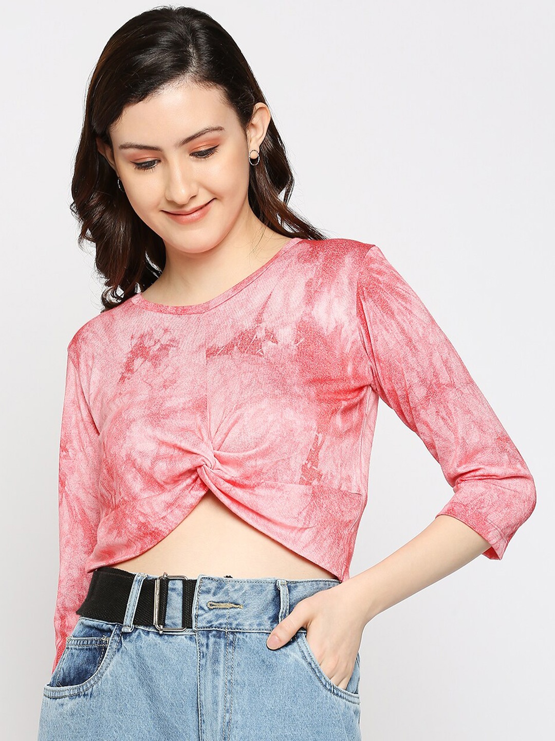 

Disrupt Peach-Coloured Twisted Crop Top