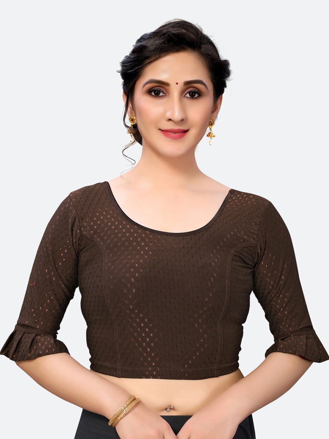 

SIRIL Women Maroon Woven Design Saree Blouse