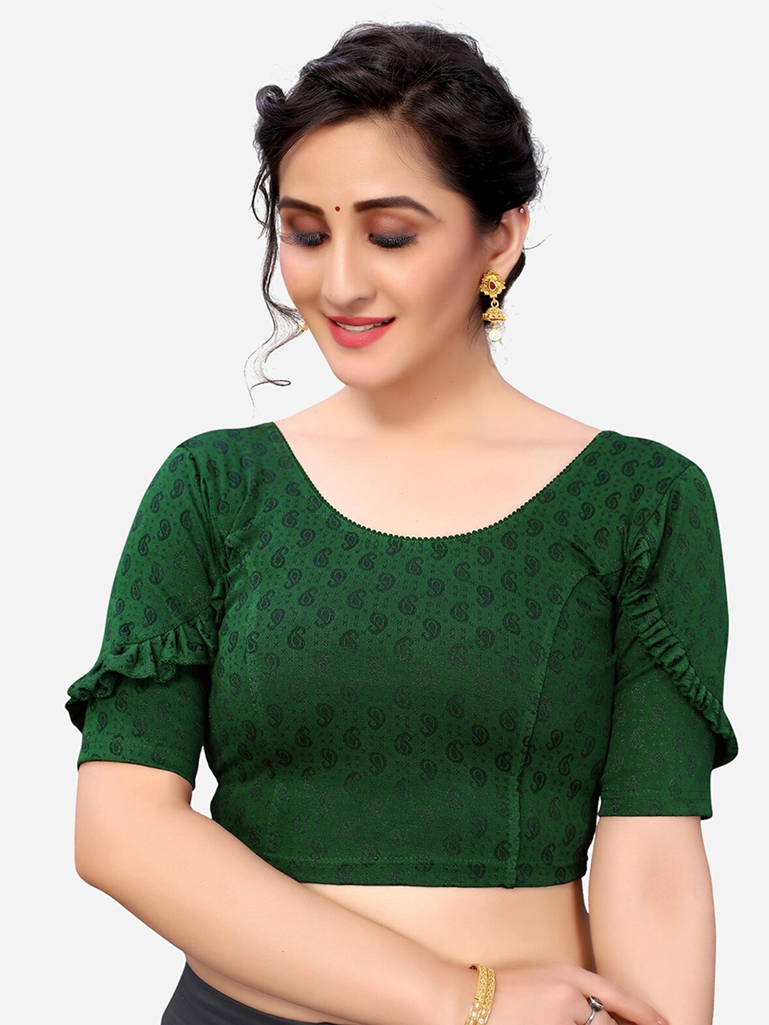 

SIRIL Green Woven Design Saree Blouse