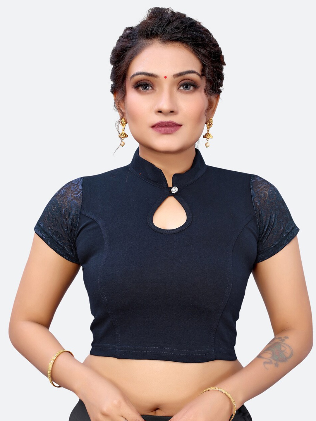 

SIRIL Women Navy Blue Woven Design Saree Blouse