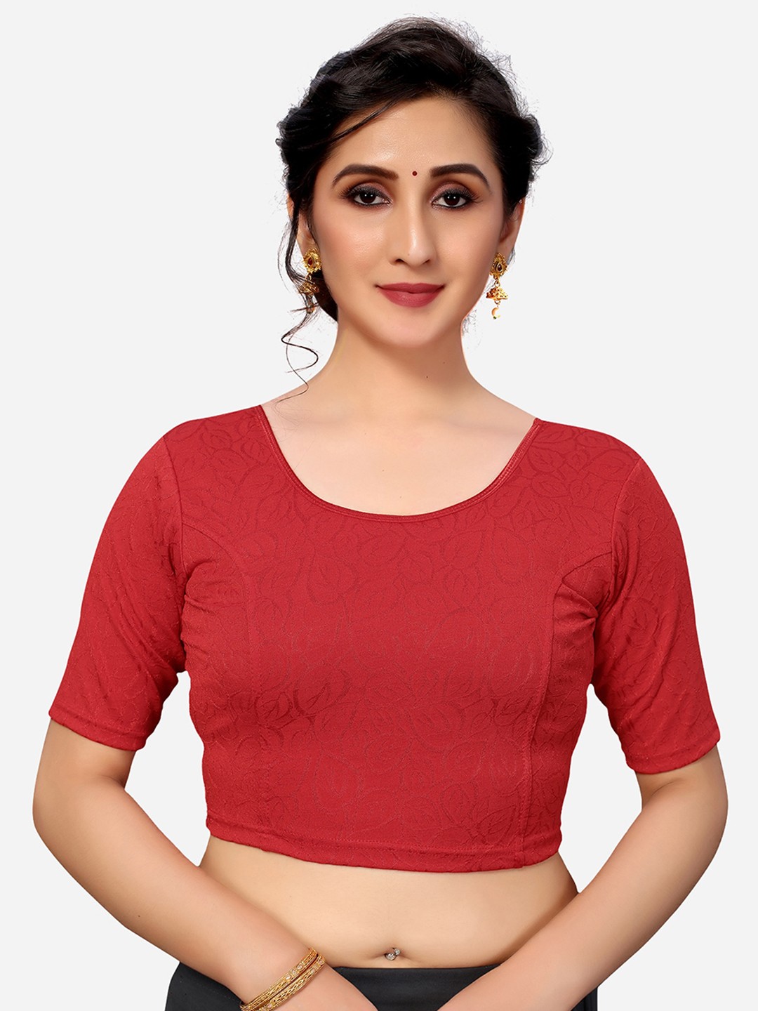 

SIRIL Red Woven Design Saree Blouse