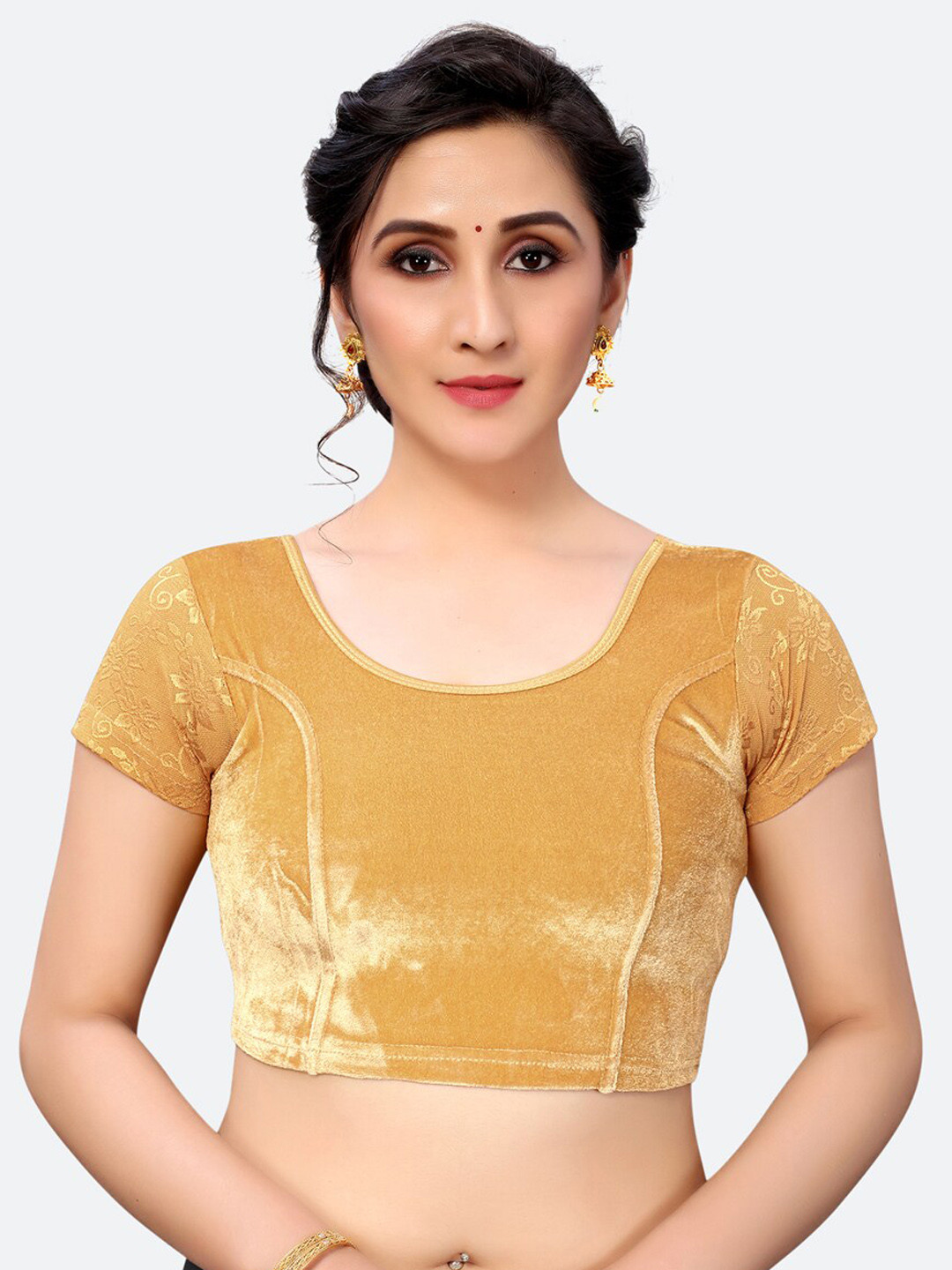 

SIRIL Women Beige Solid Saree Blouse