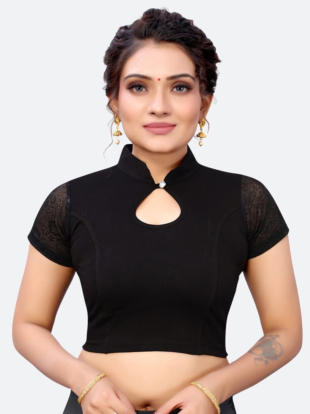 

SIRIL Black Woven Design Saree Blouse