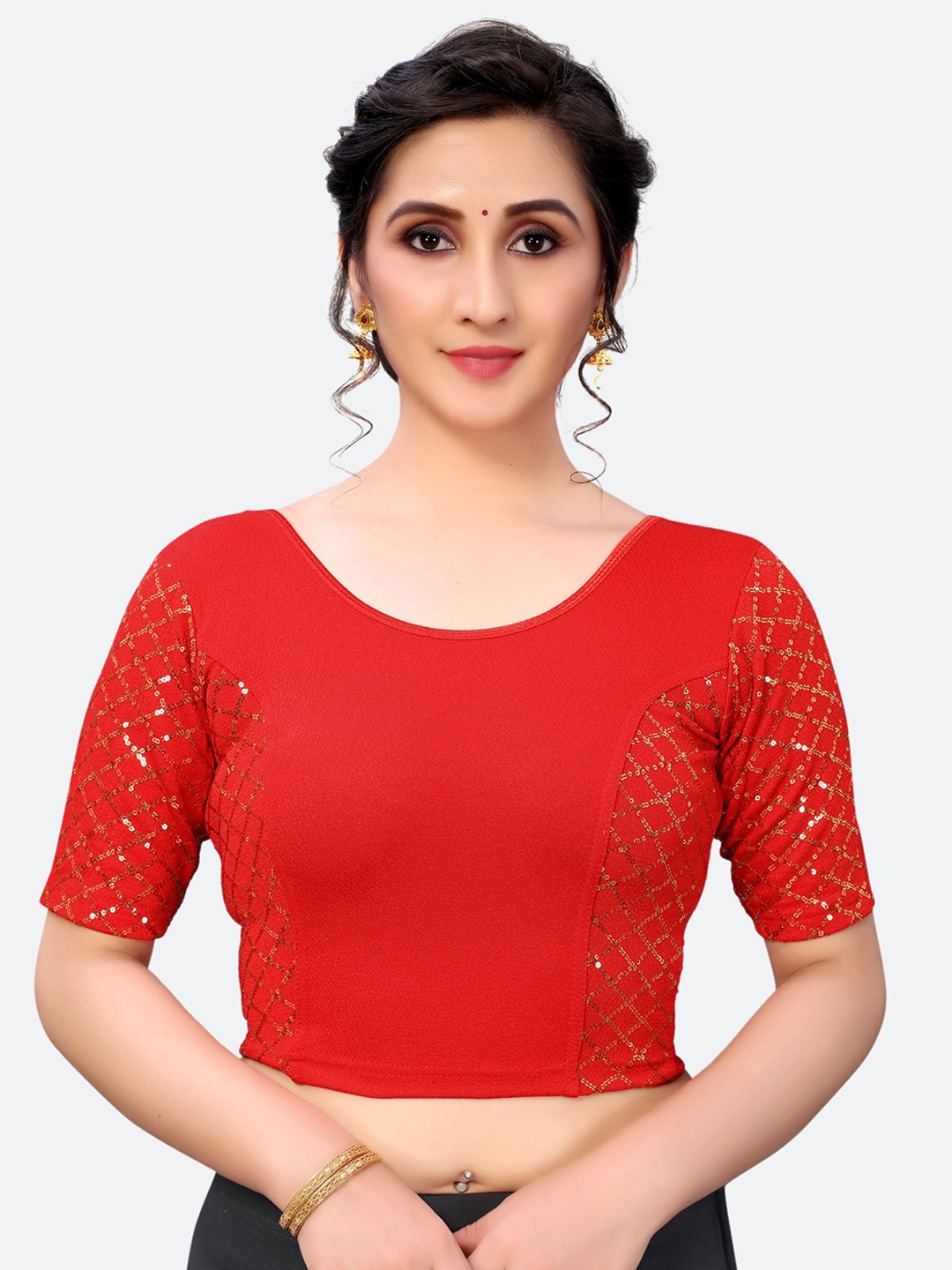 

SIRIL Red Embellished Saree Blouse