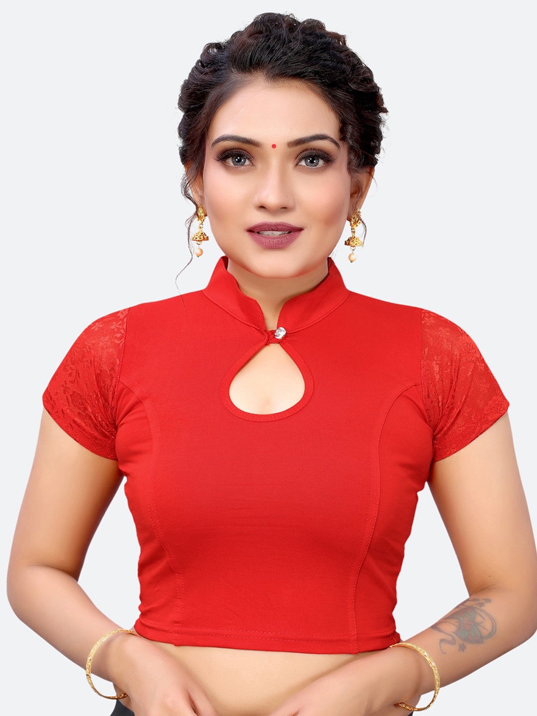 

SIRIL Red Woven Design Saree Blouse