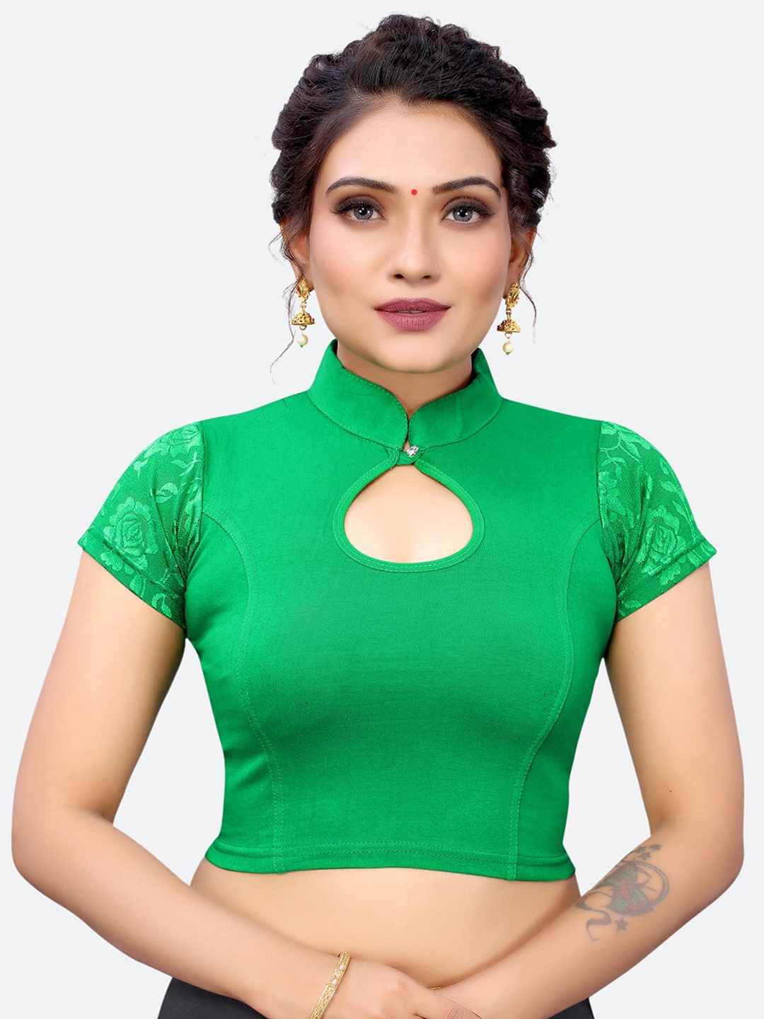 

SIRIL Women Green Woven Design Saree Blouse