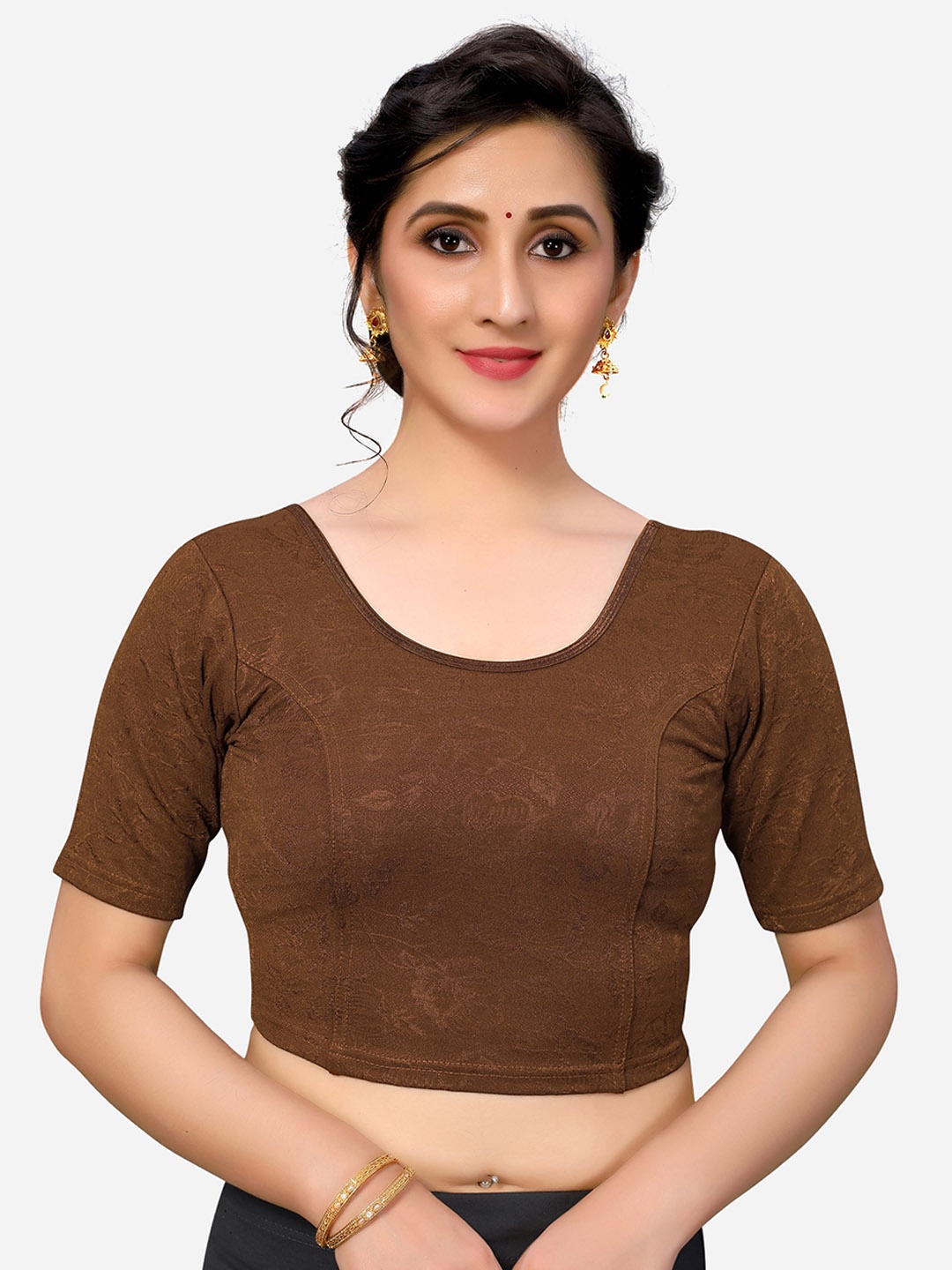 

SIRIL Women Brown Woven Design Saree Blouse