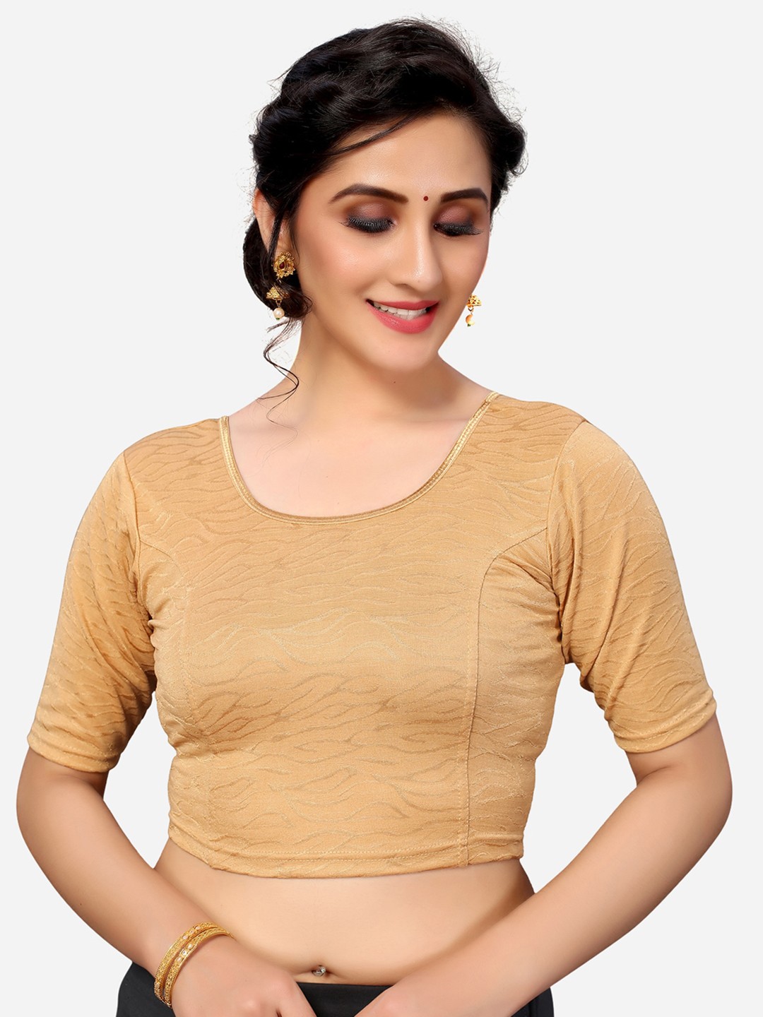 

SIRIL Women Beige Woven Design Saree Blouse