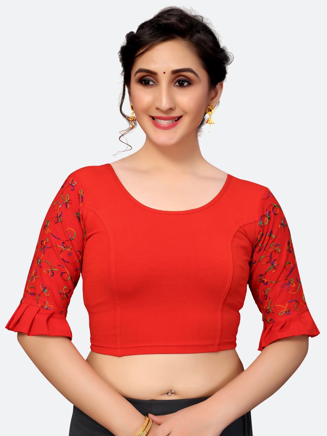 

SIRIL Women Red Embroidered Saree Blouse