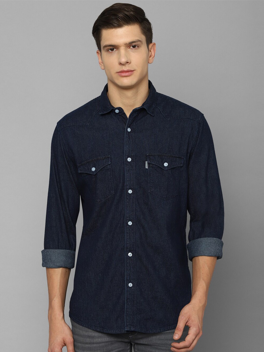 

Louis Philippe Jeans Men Navy Blue Slim Fit Casual Shirt