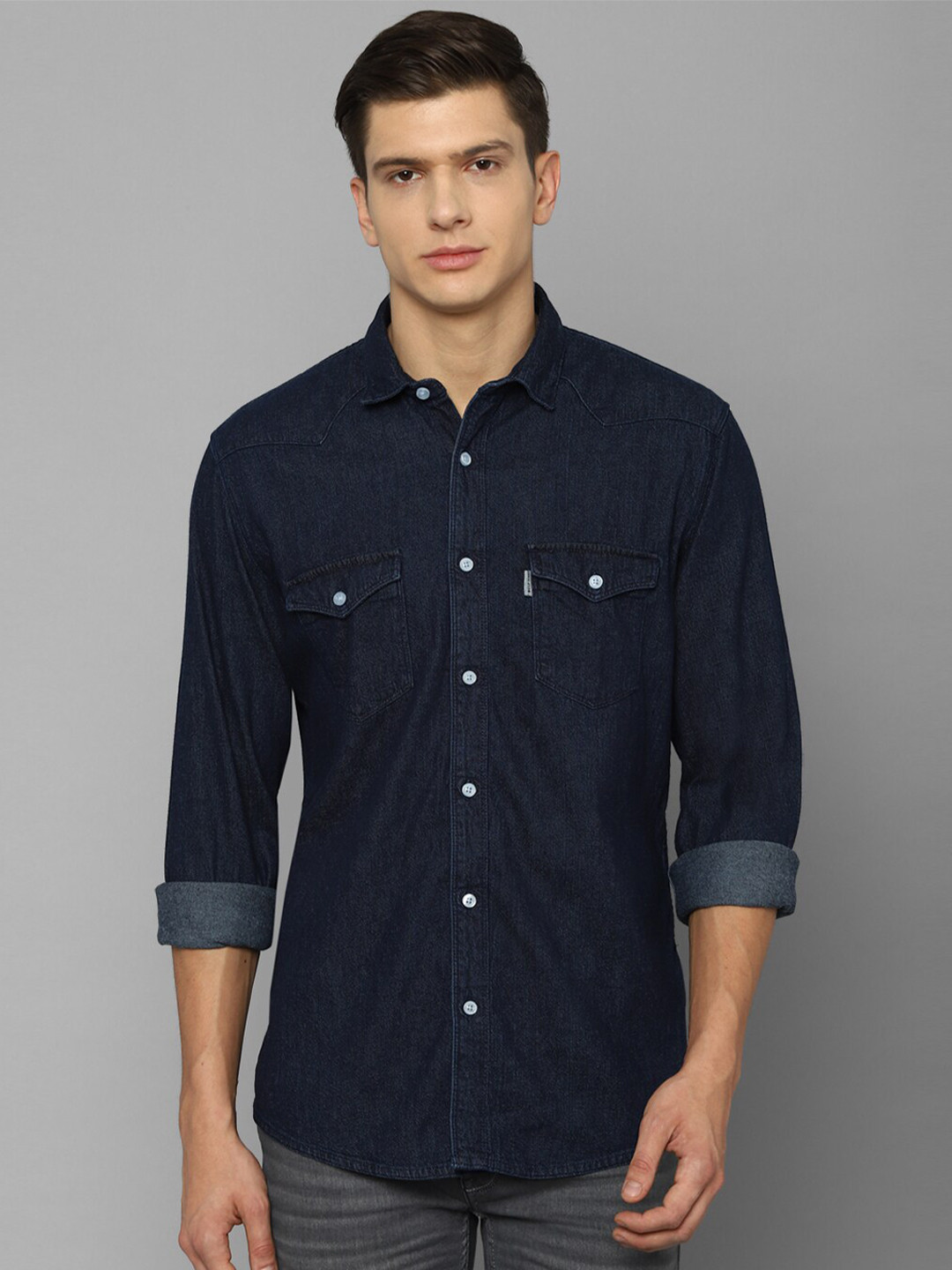 

Louis Philippe Jeans Men Navy Blue Slim Fit Casual Shirt