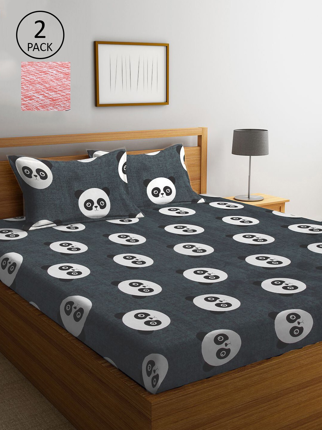 

KLOTTHE Cartoon Characters 210 TC 2 King Bedsheet with 4 Pillow Covers, Multi