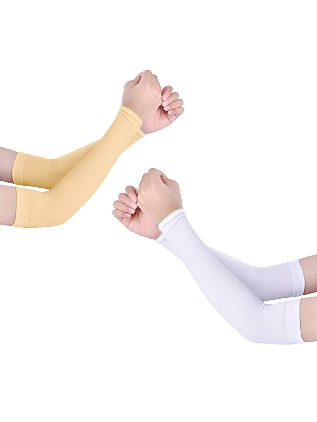 

Kosha Men Pack of 2 Beige & White UV Protected SPF 50+ Bamboo Cotton Summer Arm Sleeves