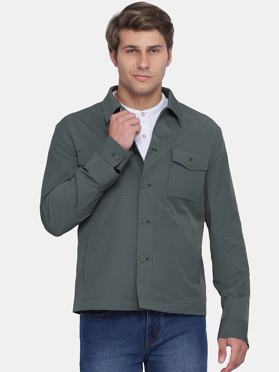 

Blackberrys Men Olive Green Tailored Jacket