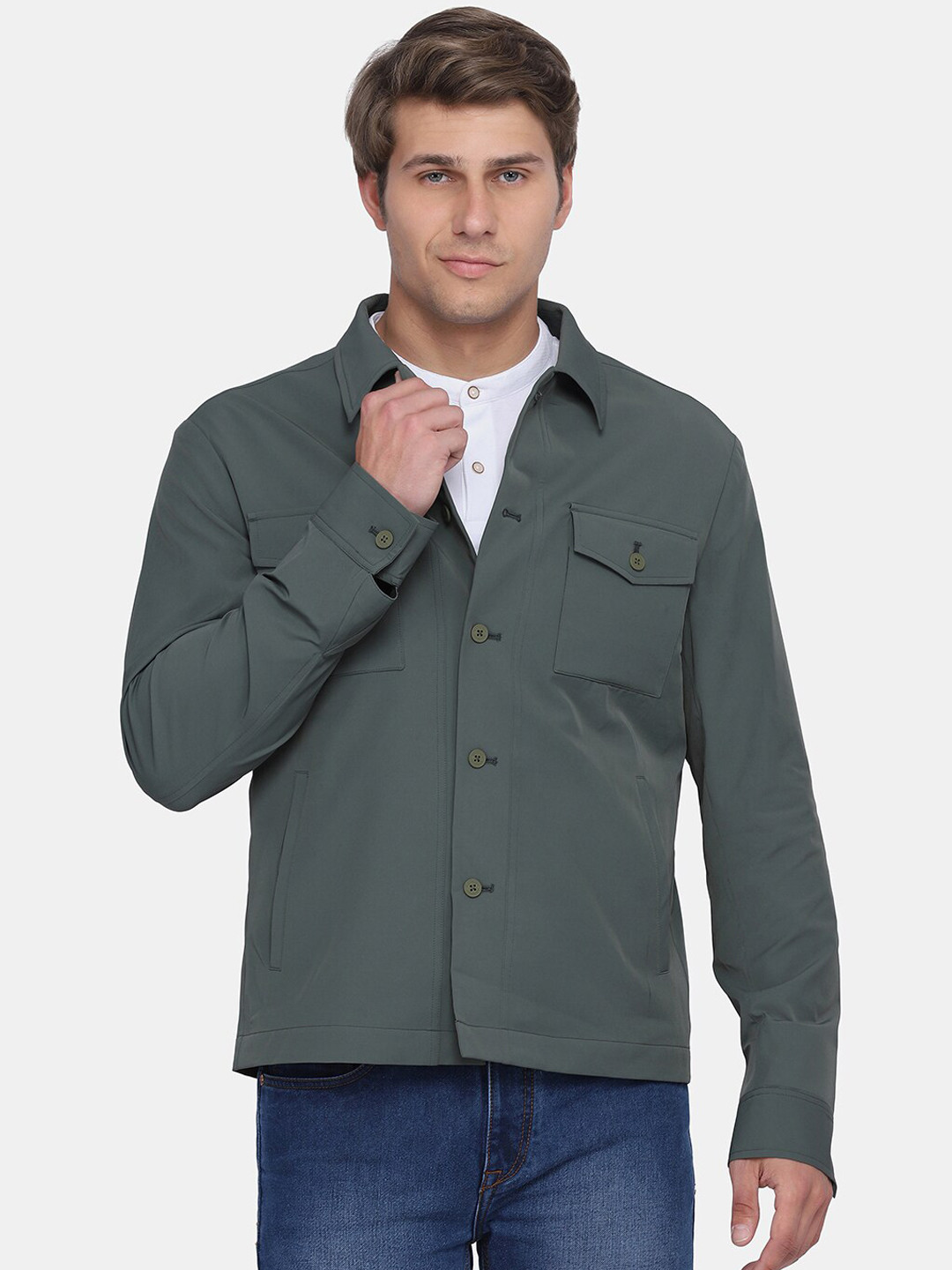 

Blackberrys Men Olive Green Formal Blazer