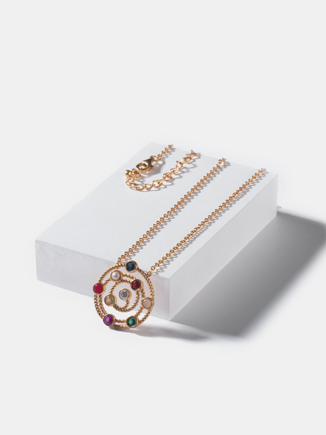 

SHAYA Gold-Toned & Green Sterling Silver Gold-Plated Necklace