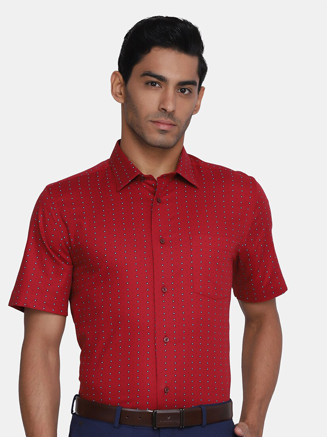 

Blackberrys Men Red India Slim Fit Printed Formal Shirt