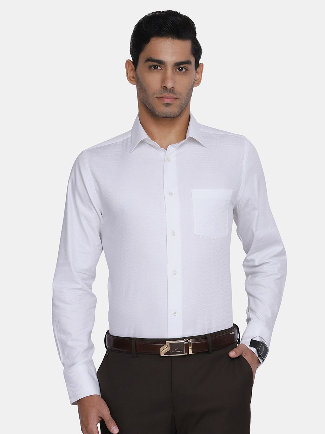 

Blackberrys Men White India Slim Fit Formal Shirt