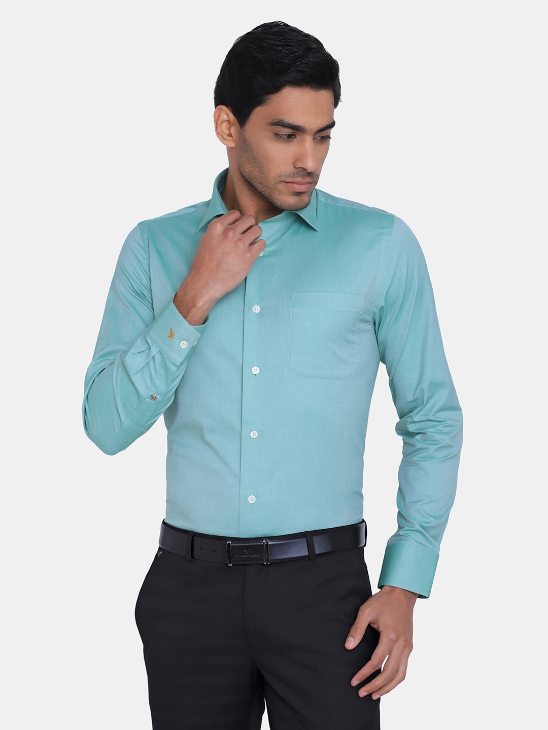 

Blackberrys Men Green India Slim Fit Formal Shirt