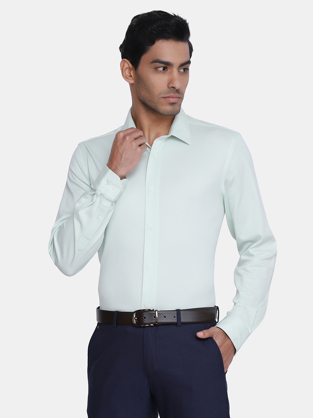 

Blackberrys Men Green India Slim Fit Formal Shirt