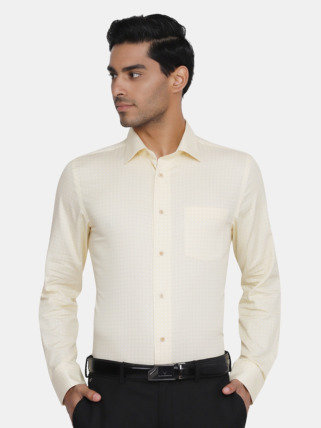 

Blackberrys Men Yellow Slim Fit Printed Formal Shirt