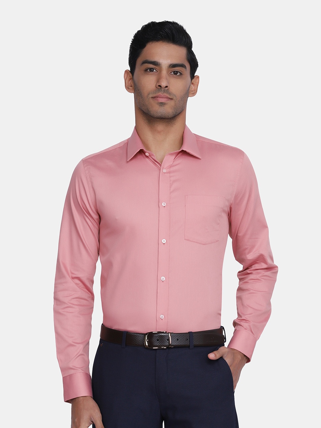 

Blackberrys Men Peach-Coloured India Slim Fit Formal Shirt