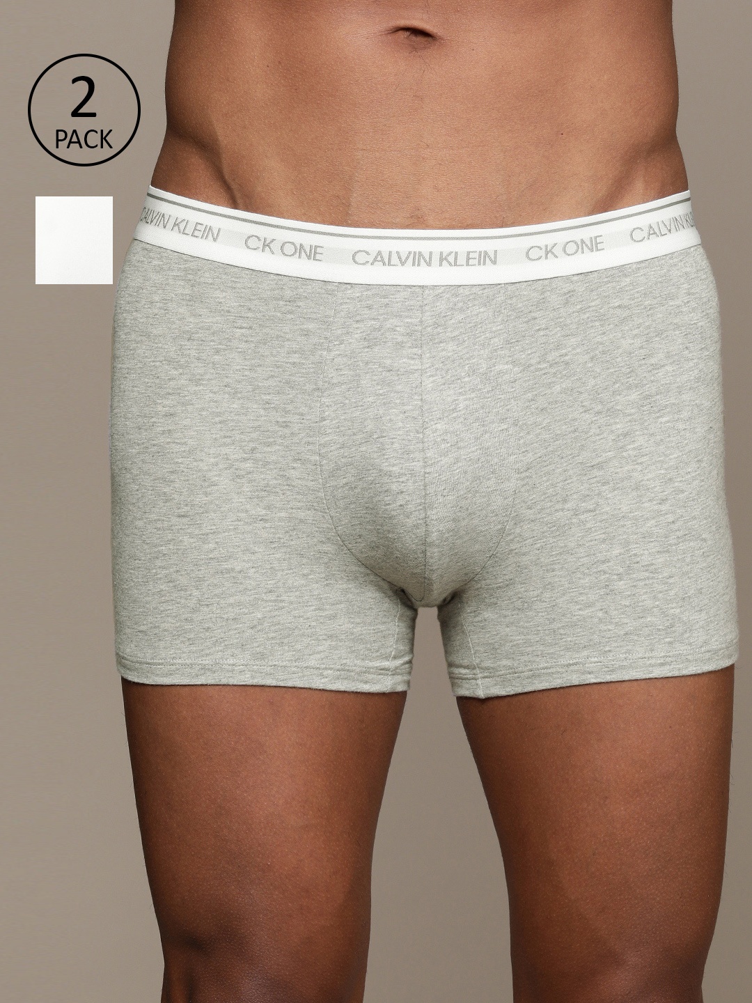 

Calvin Klein Men Underwear Pack of 2 Solid Trunks11391920, Grey melange