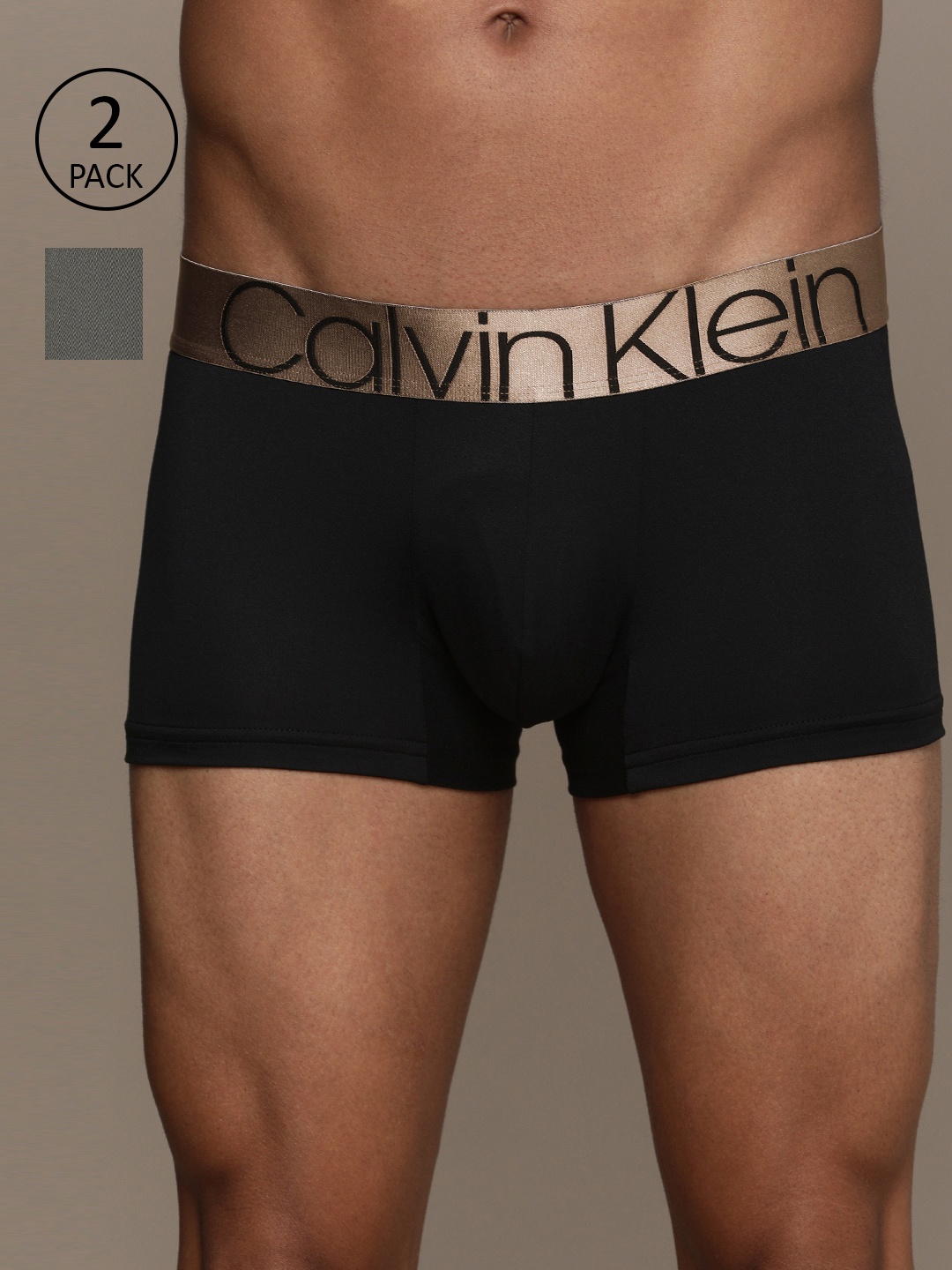 Calvin Klein Underwear Pack of 2 Solid Trunks, Grey