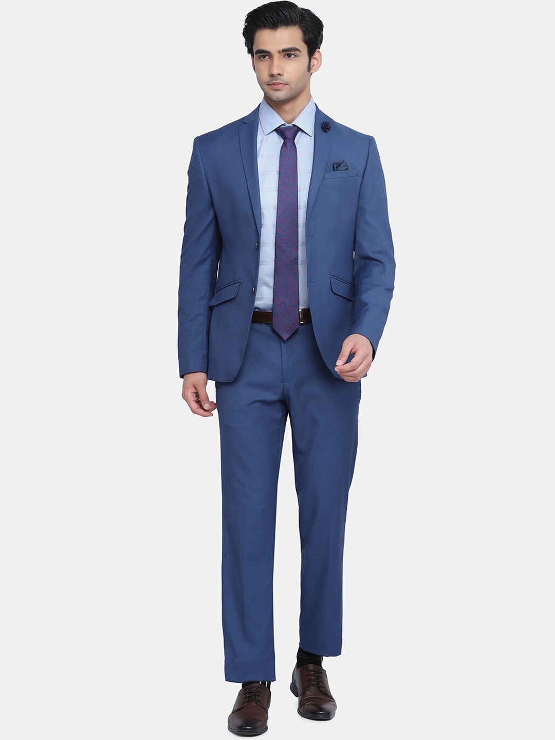 

Blackberrys Men Teal Blue Solid Slim Fit 2 Piece Formal Suit