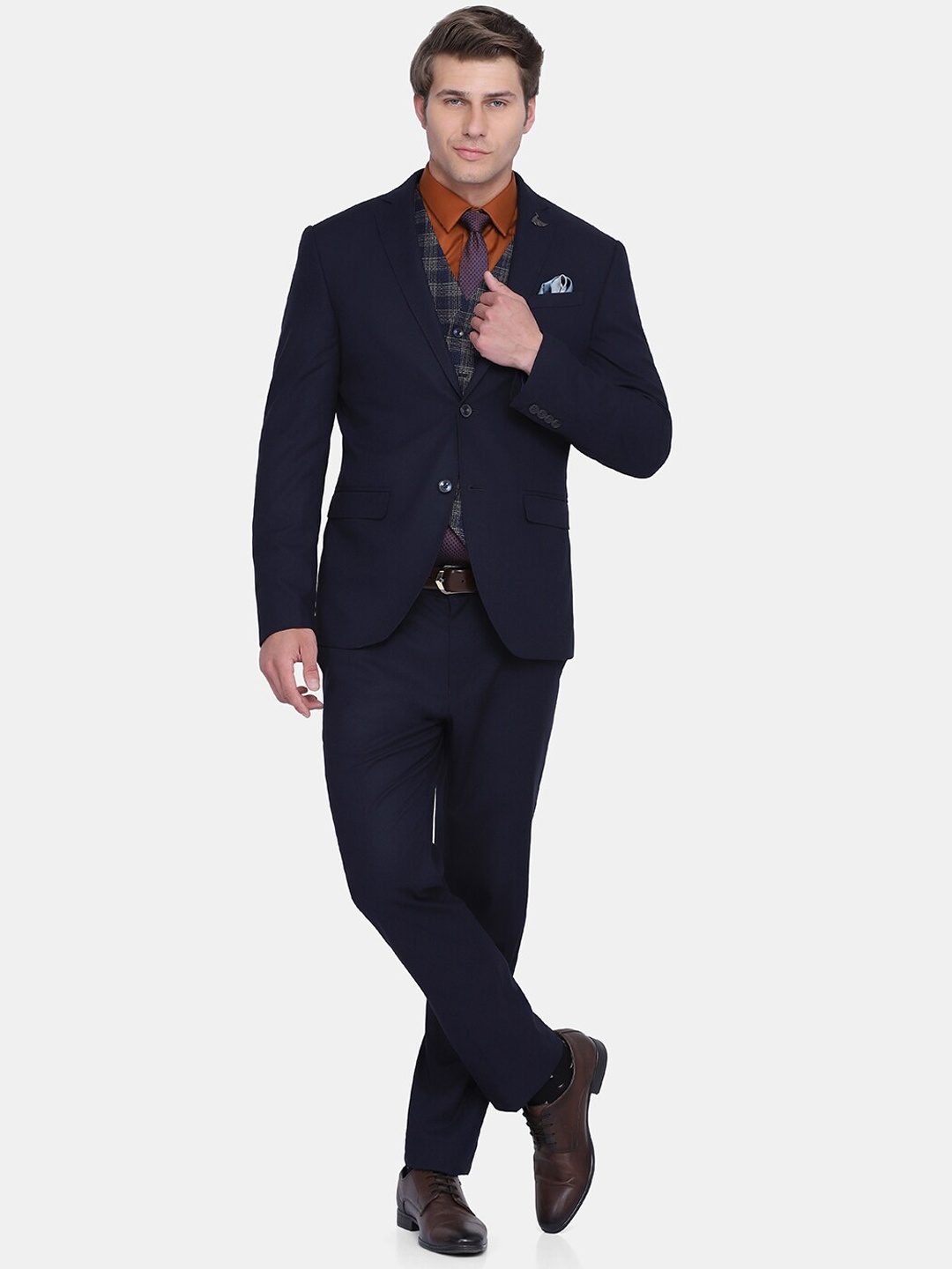 

Blackberrys Men Navy Blue Solid Slim Fit 3 Piece Formal Suits