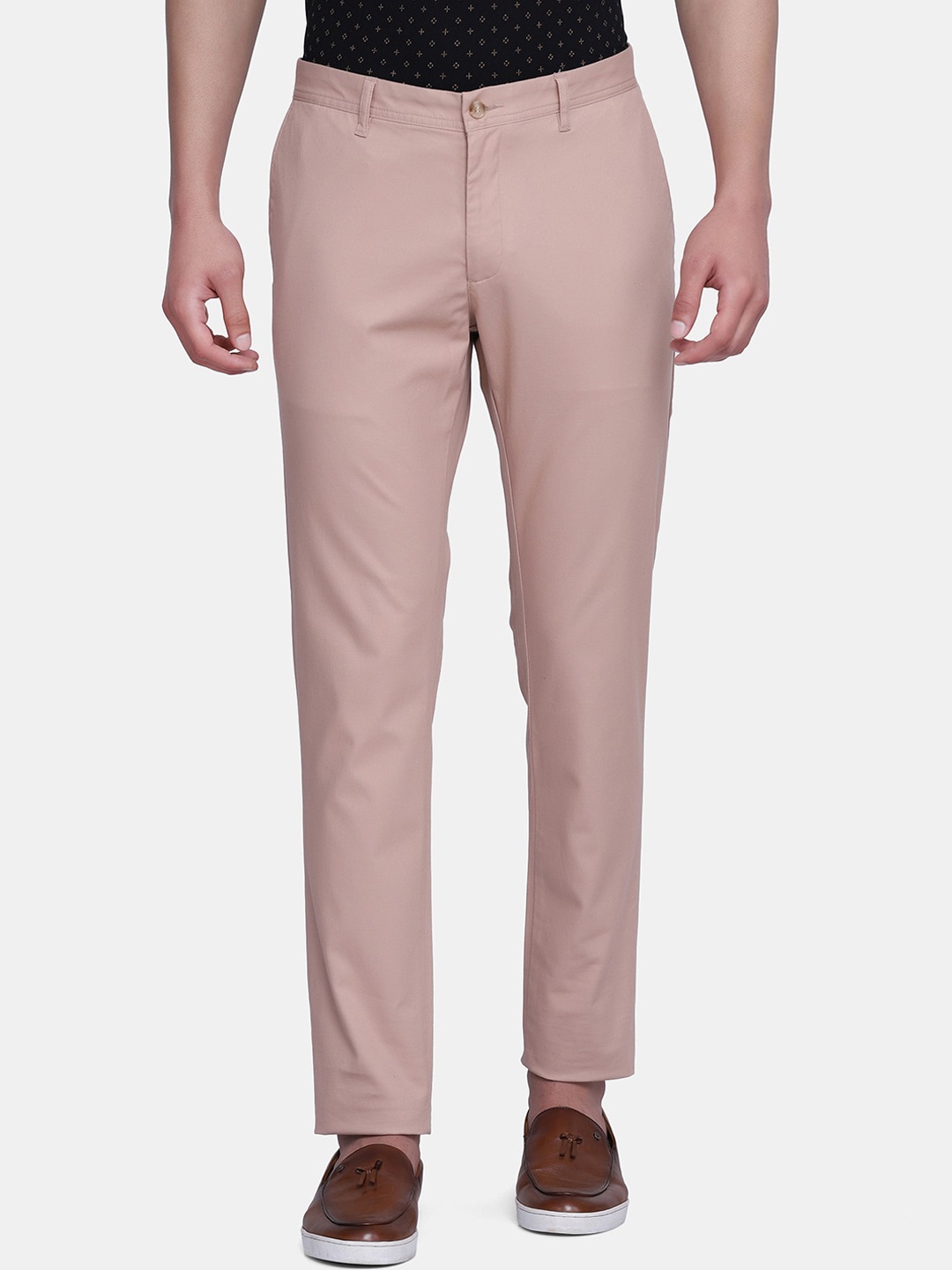 

Blackberrys Men Peach-Coloured Skinny Fit Trousers