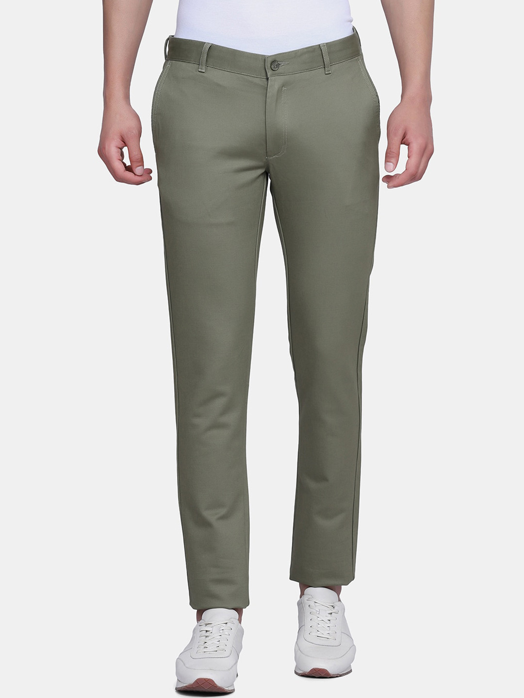 

Blackberrys Men Olive Green B-91 Skinny Fit Trousers
