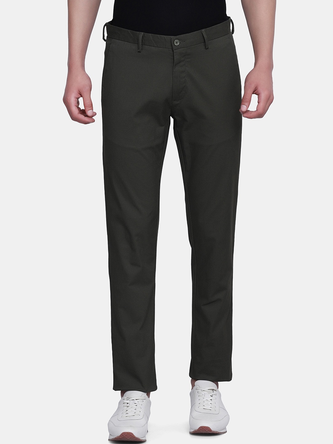 

Blackberrys Men Olive Green Skinny Fit Trousers