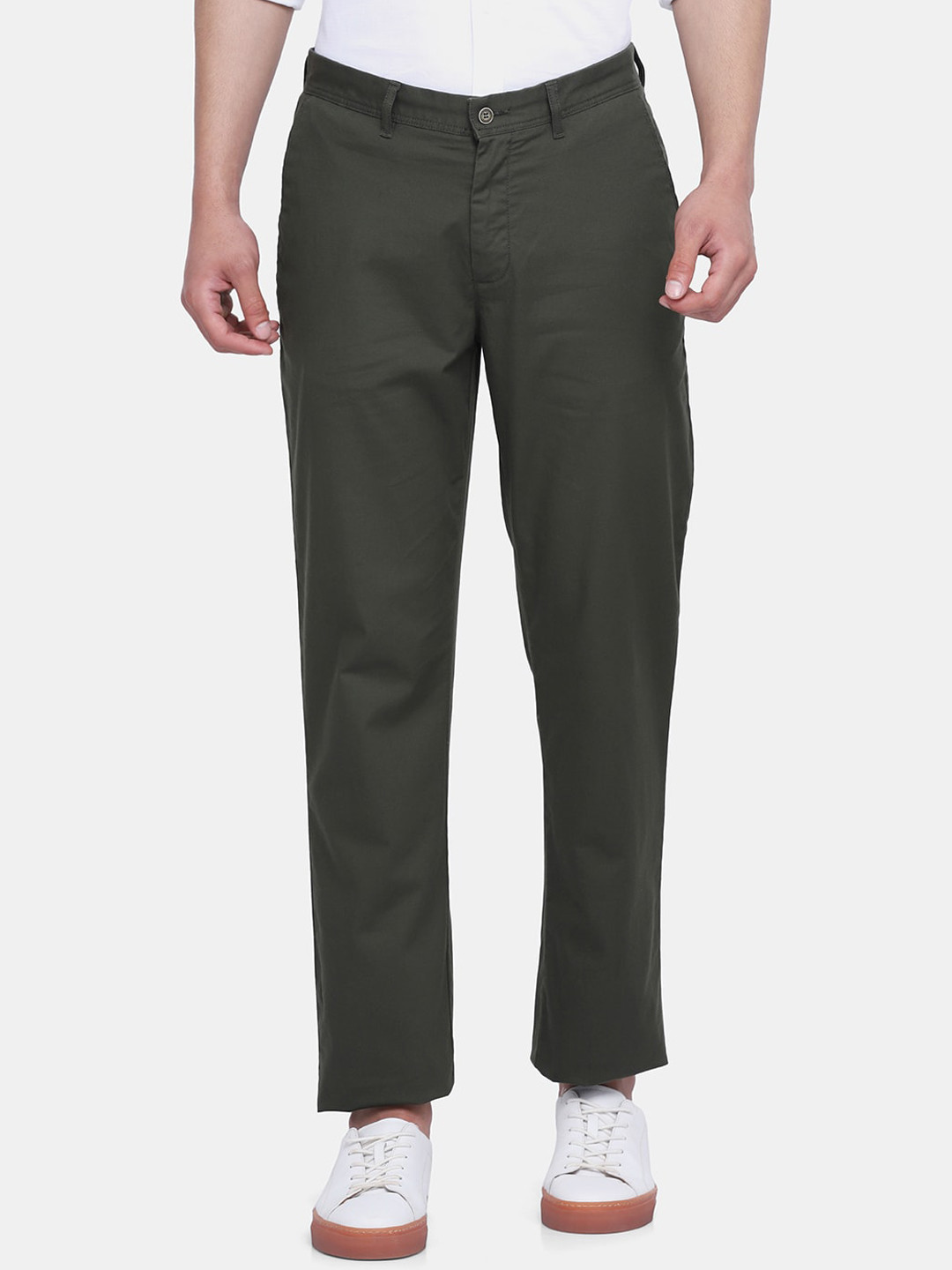 

Blackberrys Men Olive Green B-90 Regular Fit Trousers
