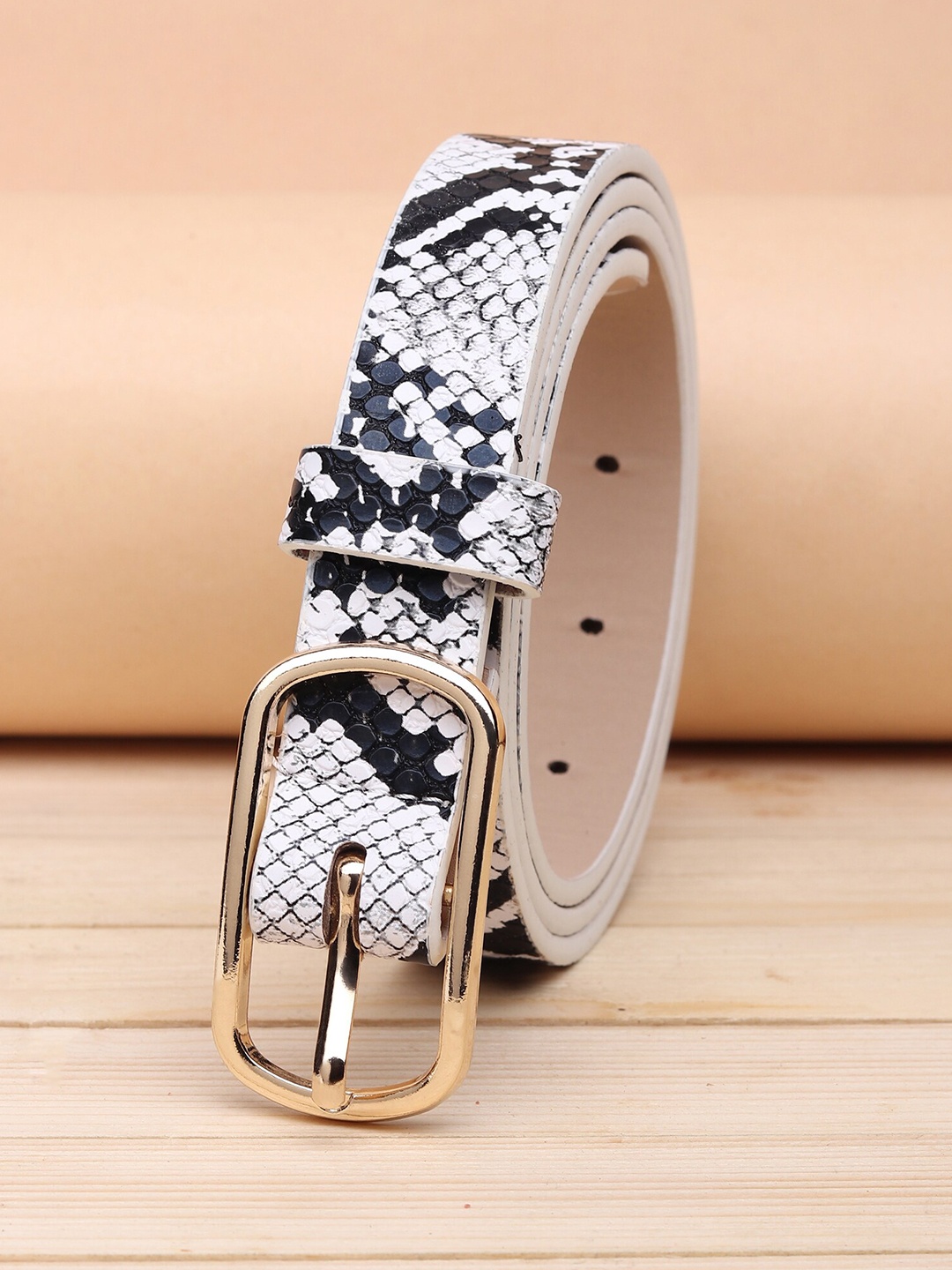 

URBAN ALFAMI Women White Textured PU Belt